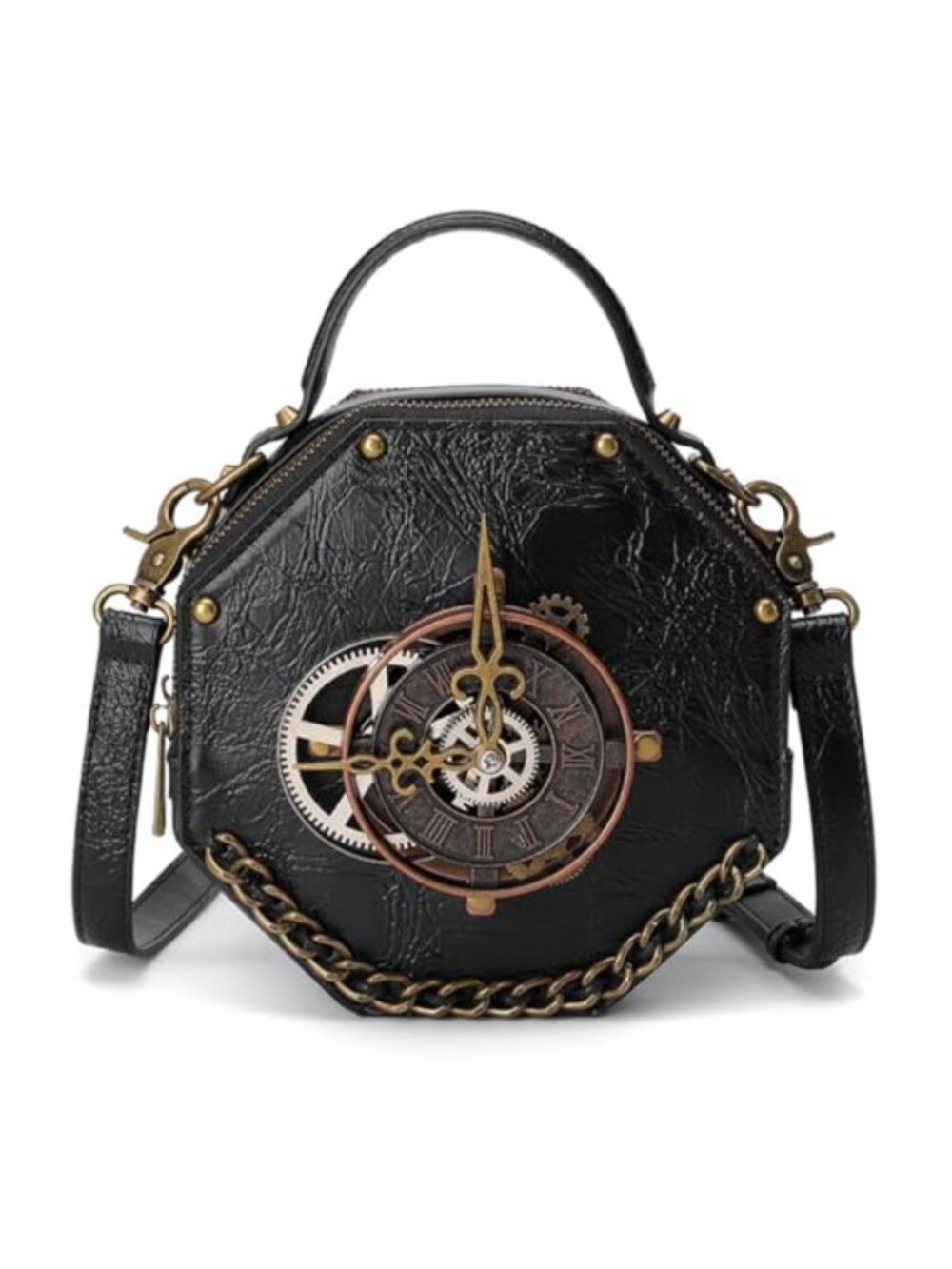 Small Crossbody Purse Steampunk Metal Clock Shoulder Bag Women